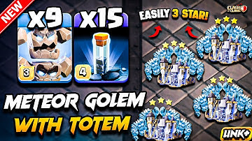 Best TH18 Attack Strategy With METEOR GOLEM Clash of Clans | TH18 Meteor Golem Attack With TOTEM COC