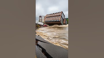 Apartment Building Collapses as Riverbank Sinks