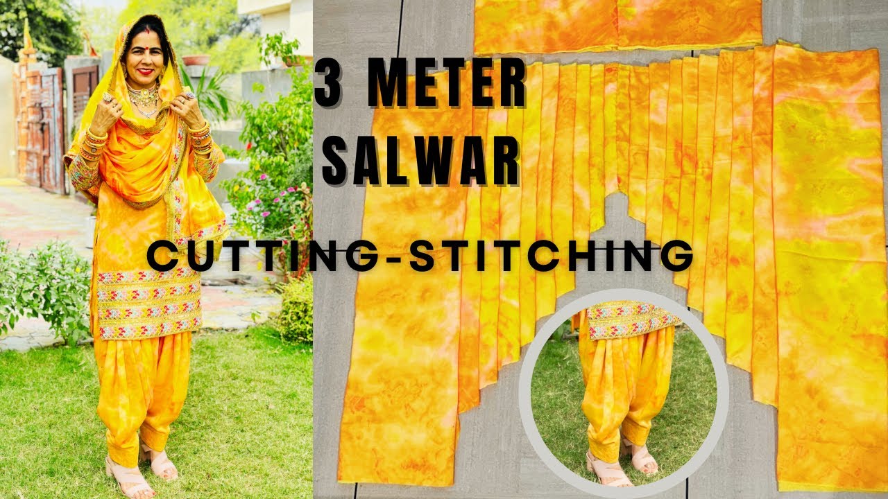 3 meter Chinon fabric से बनाये full heavy पटियाला सलवार | Cutting-Stitching ✂️