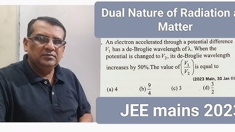 An electron accelerated through a potential difference V1 has a de-Broglie wavelength of λ. When the