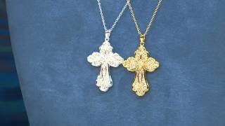 Crystal Cross Pendant w/ 18 Chain by Silver Style with Jill Bauer