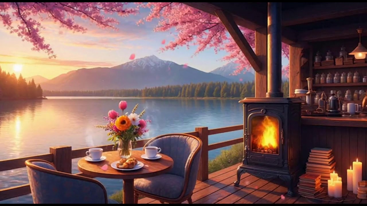 Spring Coffee Shop Ambience 🌸 Happy Morning with Relaxing Jazz Instrumental Music to Study, Work