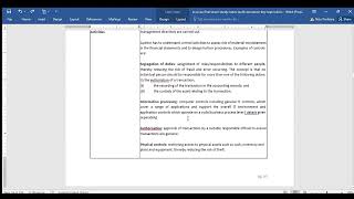 Internal control system part I