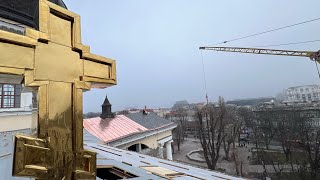 Туман в Одессе, новые кресты, 192-ой день. Спасо-Преображенский собор.