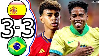 33 Spain vs Brazil|Spain vs Brazil 2024 All Goals & Highlights(Spain 33 Brazil 2024)Brazil