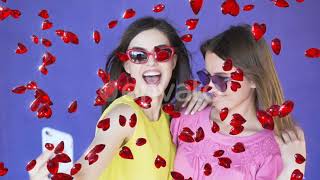 Diamond Hearts Falling | Motion Graphics - Envato elements