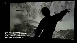 Chinese Feng Shui painting projection interactive kinect game, somatosensory creative interaction
