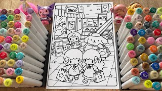Satisfying Coloring with Markers🌸🛍️Sanrio Shopping Mall Coloring Page 