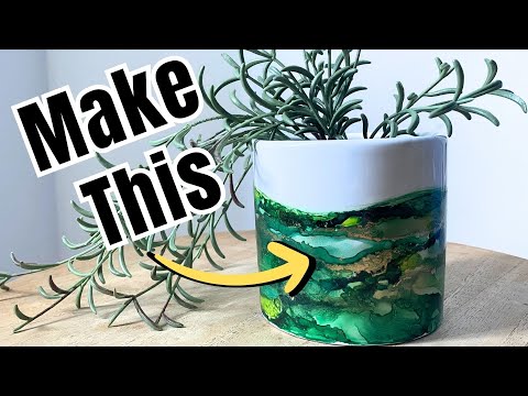 Painting Ceramic Pots IDEA!!! | Alcohol Ink DIY #abstract #fun