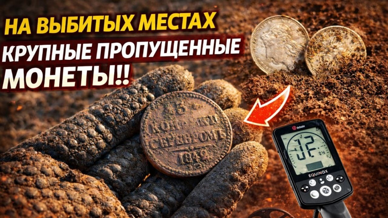 Там уже искали ВСЕ..! Крупные монеты на выбитых местах
