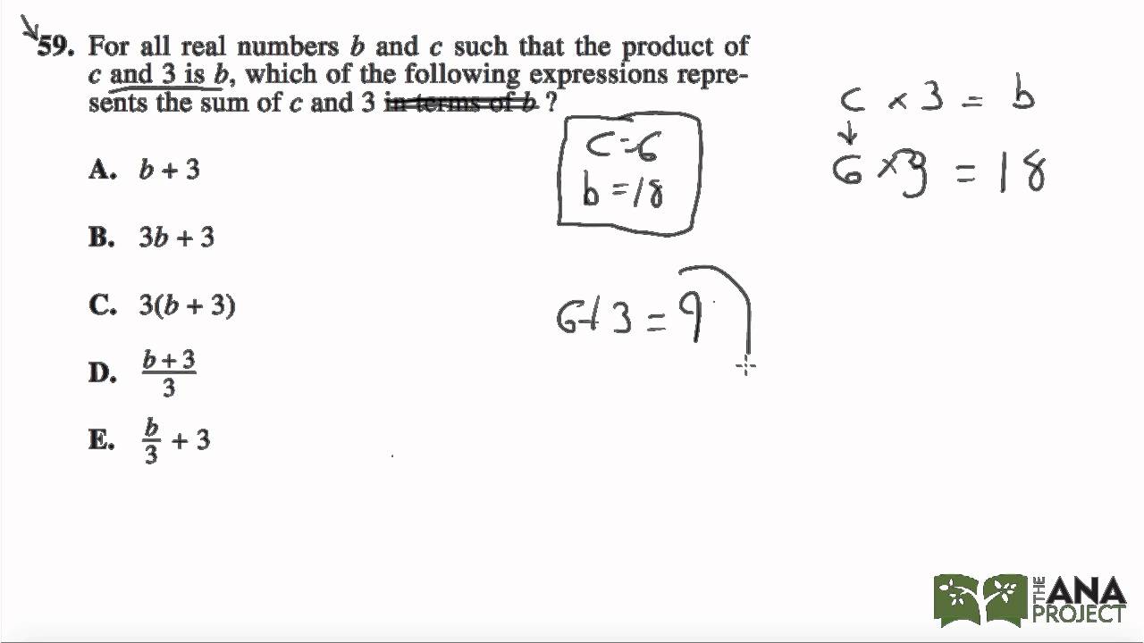 Picking Numbers Variables In Answer Choices Problem 59 YouTube