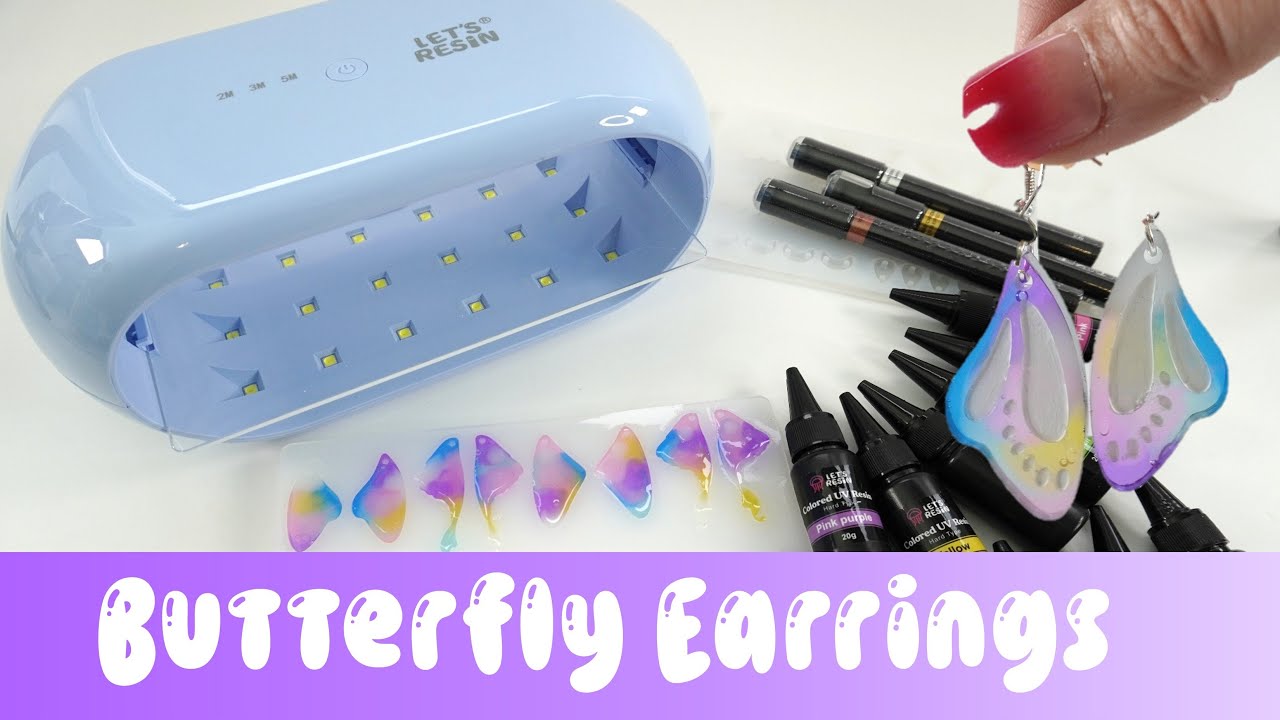 Серьги-бабочки в форме радуги с цветной УФ-смолой — легко сделать своими руками