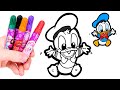 Dibuja y Colorea al PATO DONALD de bebé 🌈🦆 Dibujos para niños