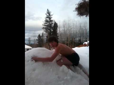 jumping into snow in underwear challenge - YouTube