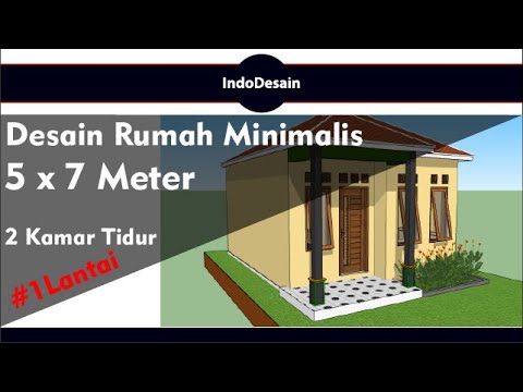 desain rumah minimalis 5x7 meter | 2 kamar tidur - youtube