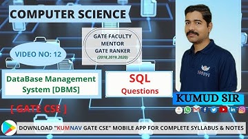 12 SQL QUESTIONS PART-2 #GATECSE #DBMS #DBMSSQL #GATE2023