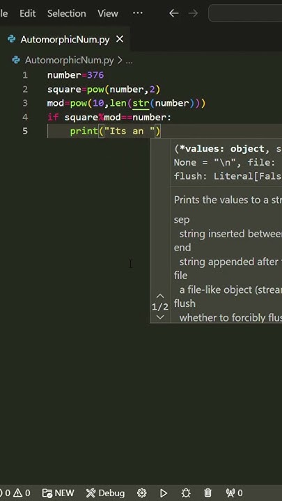 AUTOMORPHIC NUMBER IN PYTHON SHORTS - YouTube