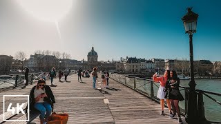 PARIS WALK - WALKING on a SUNNY WINTER DAY in PARIS - 4K (Pont Royal to Pont des Arts)