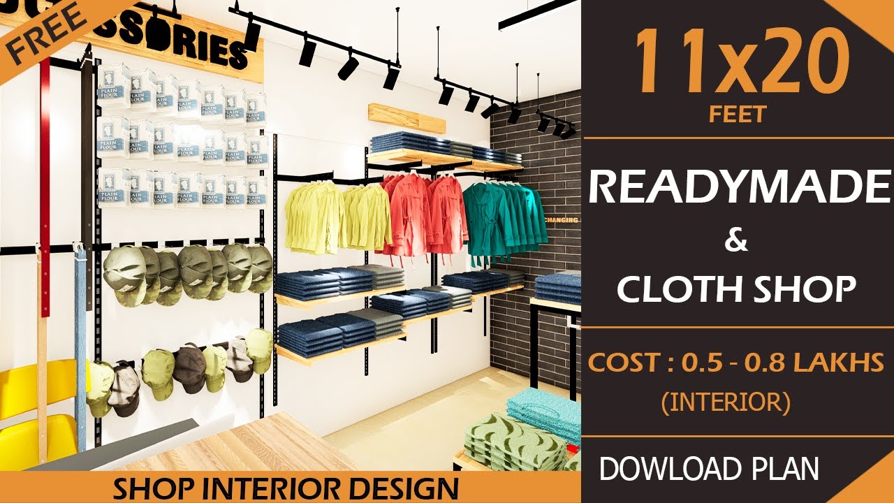 11x20 Cloth Shop Interior design idea | Mens Garment Shop Interior