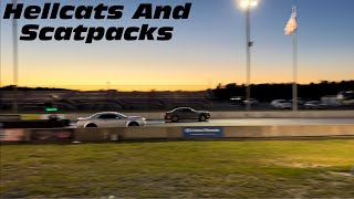 Hellcats And Scatpacks Racing At The Drag Strip *Burnouts, Pulls, And More…)