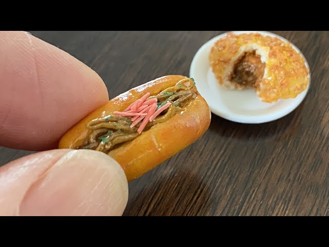 Miniature Food Polymer clay Tutorial【 Yakisoba Sandwich and