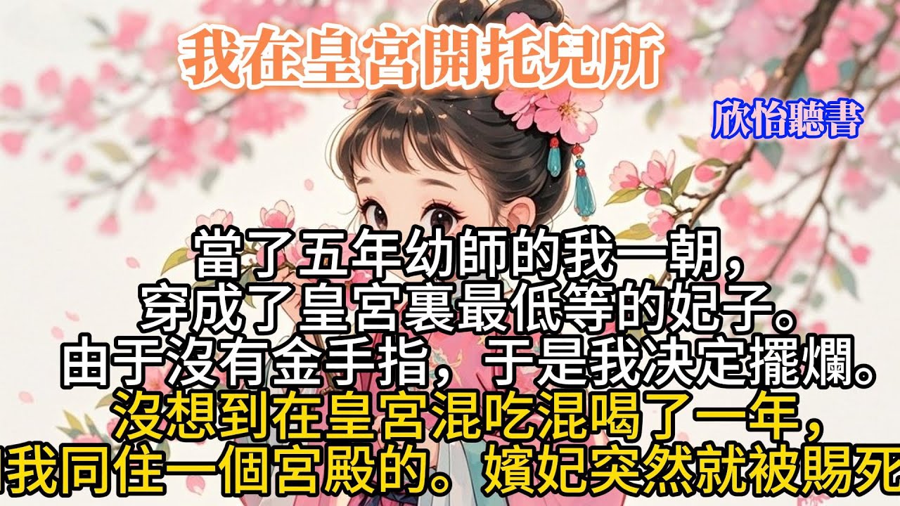 《我在皇宮開托兒所》當了五年幼師的我一朝，穿成了皇宮裏最低等的妃子。由于沒有金手指，于是我决定擺爛。沒想到在皇宮混吃混喝了一年，和我同住一個宮殿的。嬪妃突然就被賜死了。