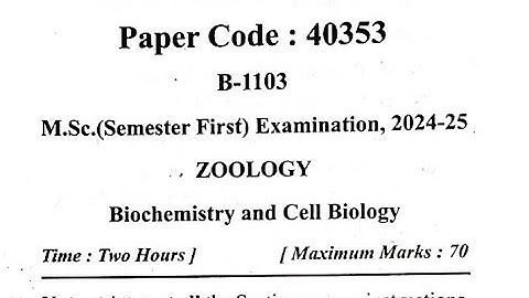 M.Sc 1st Semester Zoology 3rd Paper 2024-2025 MJPRU 