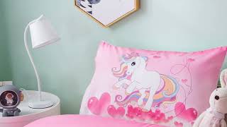 B07V5SLLQV Sleepwish Unicorn Comforter Set Kids Unicorn Bedding Sets Purple 4 Pieces Full Sized Comf