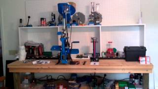 This is my reloading bench that I built using plans I found off the internet and part of it I came up with myself.