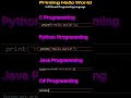 Print ‘Hello World!’ in 4 Programming Languages in 30 Seconds! 💻⚡#codingshorts #programming