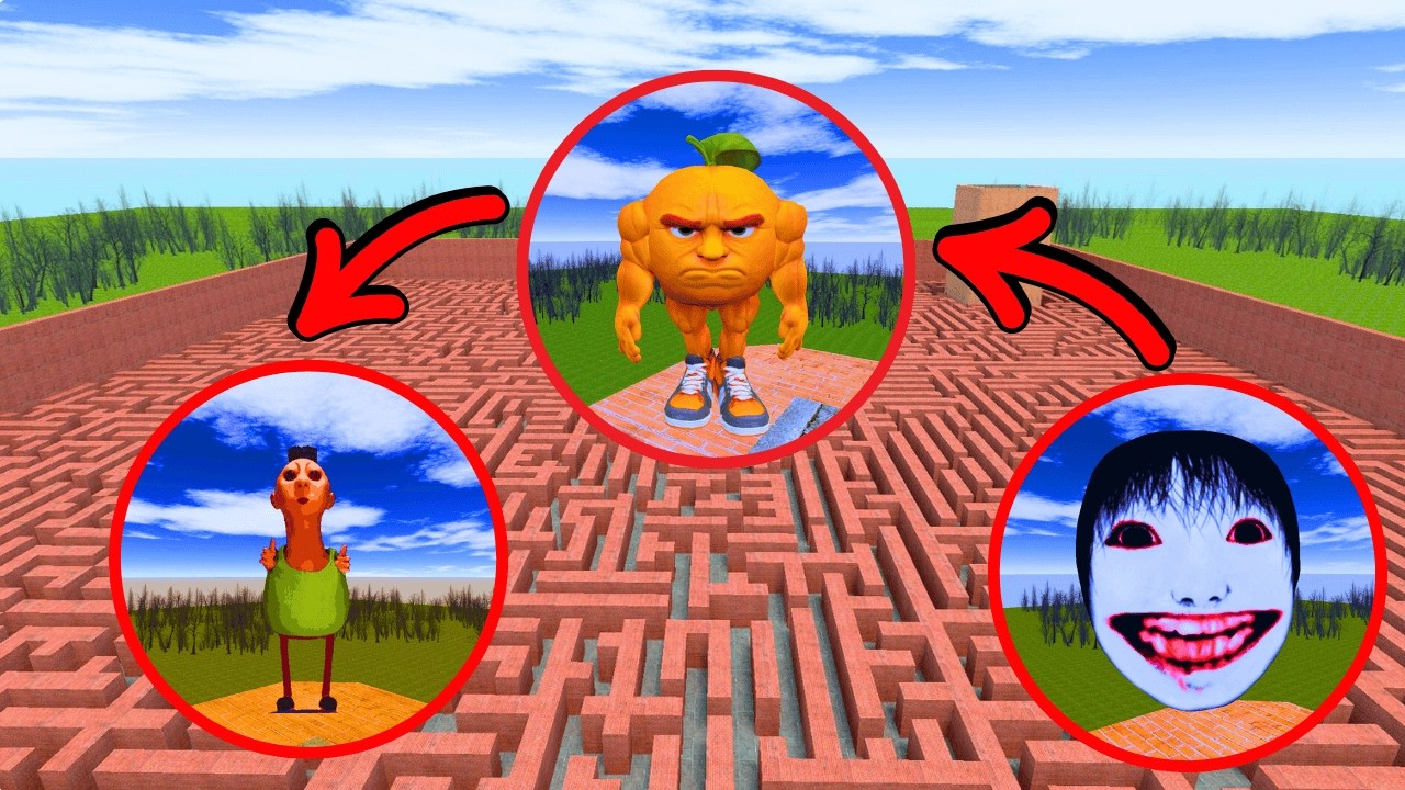 INSANE MAZE CHAOS! Orange Warrior vs Yoshie (Garry’s Mod)