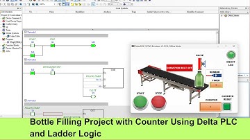 Bottle Filling Project with Counter Using Delta PLC and Ladder Logic