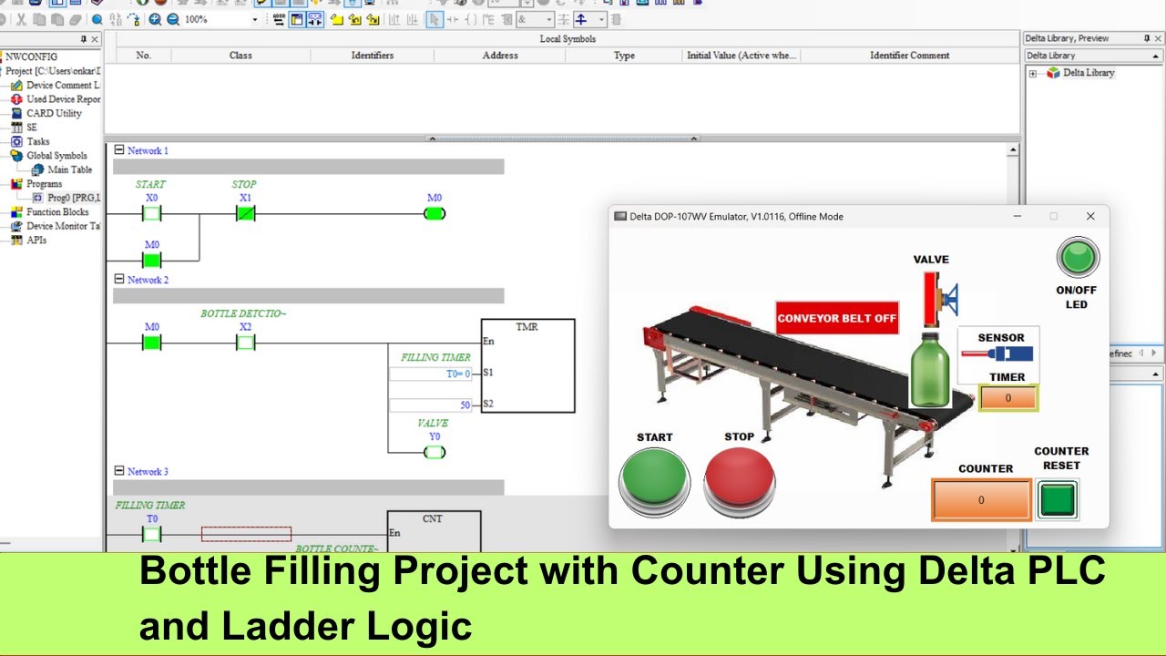 Bottle Filling Project with Counter Using Delta PLC and Ladder Logic ...
