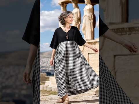 블랙 상의가 체크 원피스를 세련되게 만드는 이유 #체크원피스 #시니어 #fashion #중년패션 #style #мода #60대패션