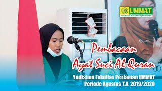 Pembacaan Ayat Suci Al-Quran || Yudisium Fakultas Pertanian UMMAT || Periode Agustus T.A. 2019/2020