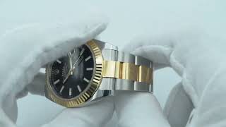 Rolex Datejust 41 Mm Fluted Bezel Two Tone Black Index Dial Oyster Bracelet Complete Set 2019