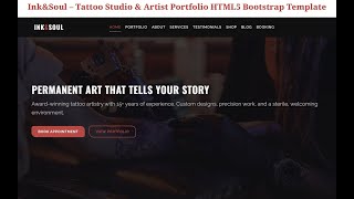 Tattoo Studio Website Template | Modern Tattoo Artist HTML5 Theme | Full Demo