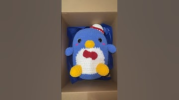 Tuxedo Sam is off to its new home💙 #crochet #plushies #tuxedosam #sanrio #packaging #packingorders