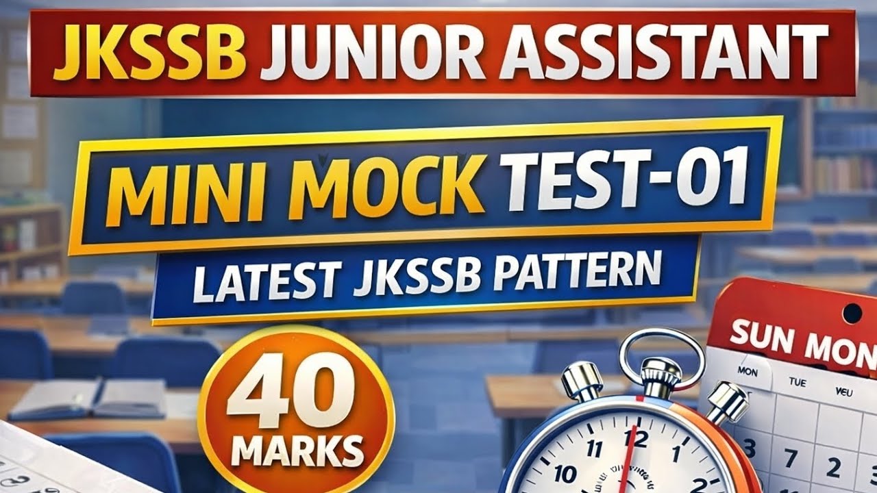 Mini Mock Test-01 || JKSSB Junior Assistant 