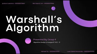Warshall's Algorithm - Algorithm Design & Analysis
