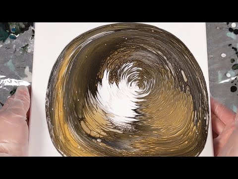 GOLD BLACK & WHITE TREE RING - Acrylic Paint Pour - Fluid Paint Pour ...