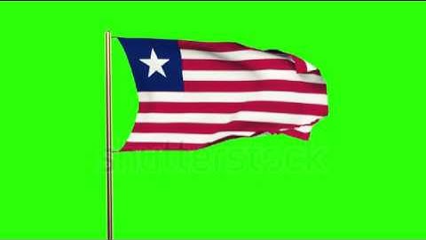Liberia flag waving in the wind. Green screen, alpha matte. Loopable animation Stock video by