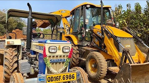 Swaraj 735 FE Tractor Working With Jcb 3dx Backhoe Loader Machine | Jcb and Tractor Cartoon