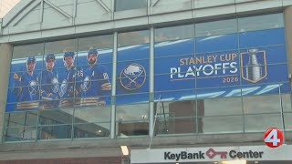 New postseason banner displayed outside KeyBank Center
