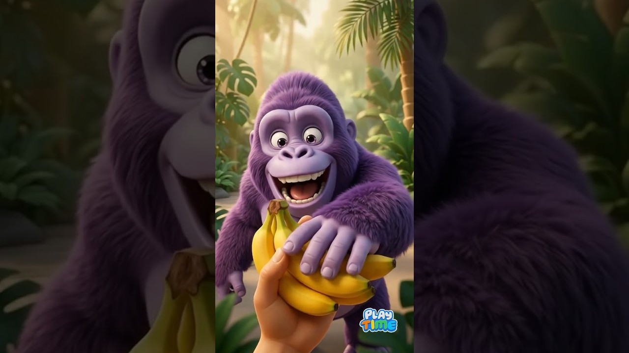 Animal Learn To Sharing Is Good ( Gorilla ) | Sharing Is caring 🤝 | Baby Cartoon #shorts