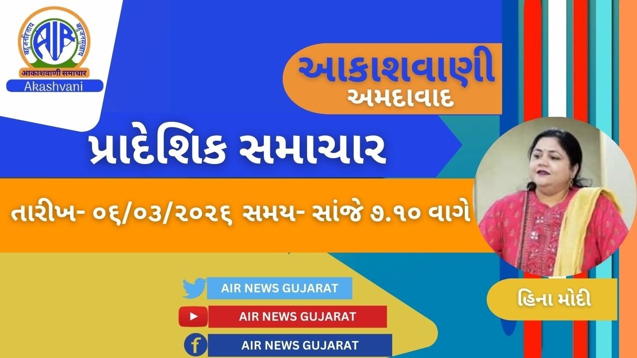 📢 | આકાશવાણી | પ્રાદેશિક સમાચાર | 06.03.2026 |@ 7.10 P.M.
