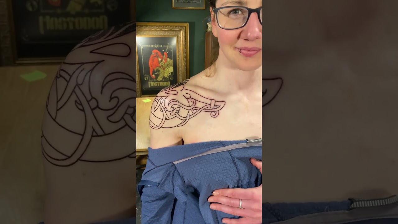 Wyrms, Raven and Bindrunes Back Tattoo