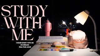 1 HOUR STUDY WITH ME 🩷🎧 real time ASMR + no break + productive night study + Pomodoro + accounting