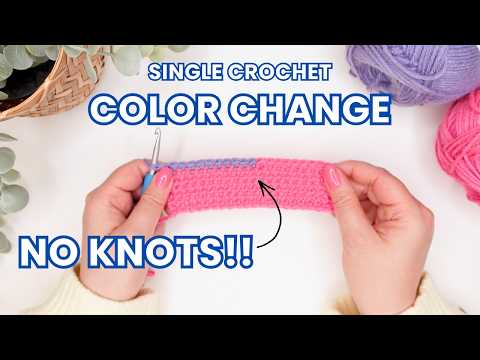 How to Change Color Mid Row in Single Crochet (No Knots!) | Crochet for Beginners