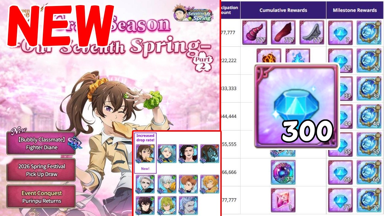 NEW LIGHT SPRING DIANE + FREE 300 DIAMONDS?? PATCH NOTES - The